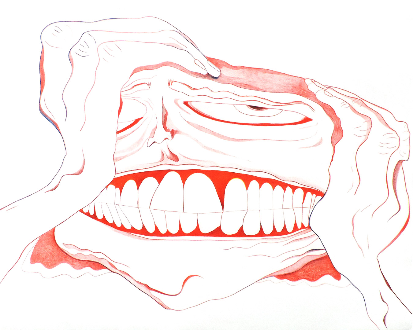 Serre les dents, 2025, crayon de couleur sur papier, 65x50 cm